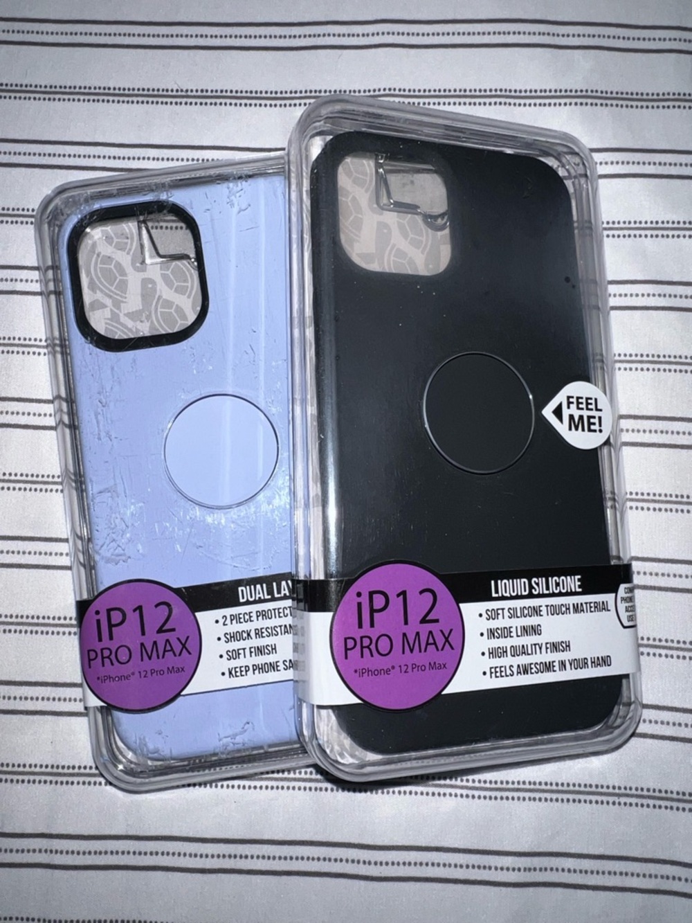 iPhone 12 Pro Max Silicone Case - Black and Light Purple- lot of 2